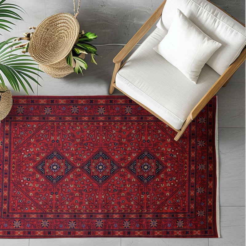 Alkaffary Bashayer Area Rug, Living Room & Majlis Rug, Luxury Heritage Arabic Design High-Quality Materials, 165x260 cm, Red - Image 2